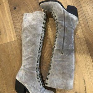 Jeffrey Campbell Kandace Tall Gray Suede Boots, size 7 Similar To Joe